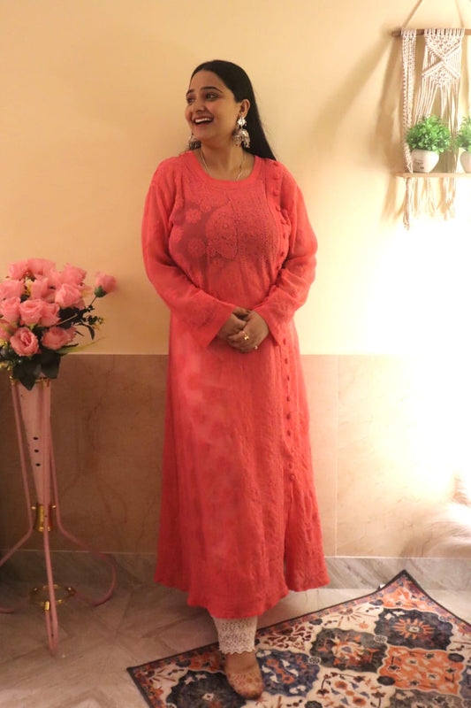 Chikankari Elegance: Anarkali Angrakha Collection