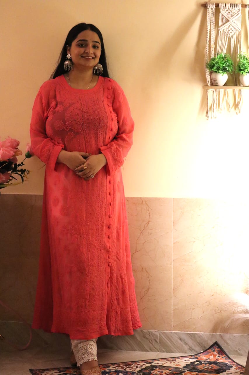 Chikankari Elegance: Anarkali Angrakha Collection