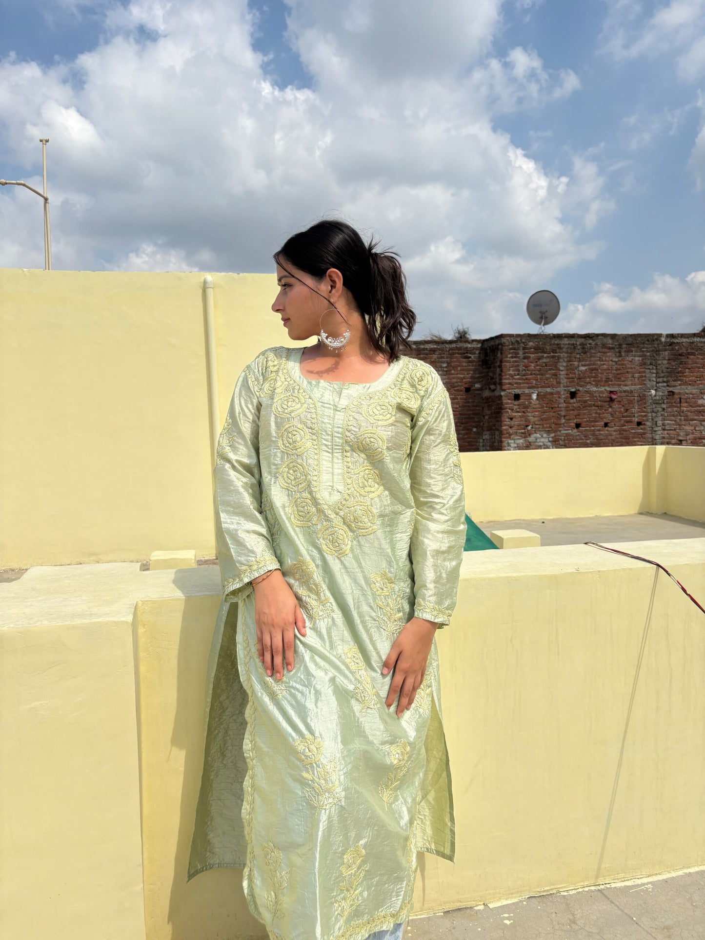 Chanderi Silk Kurti- Authentic Chikankari