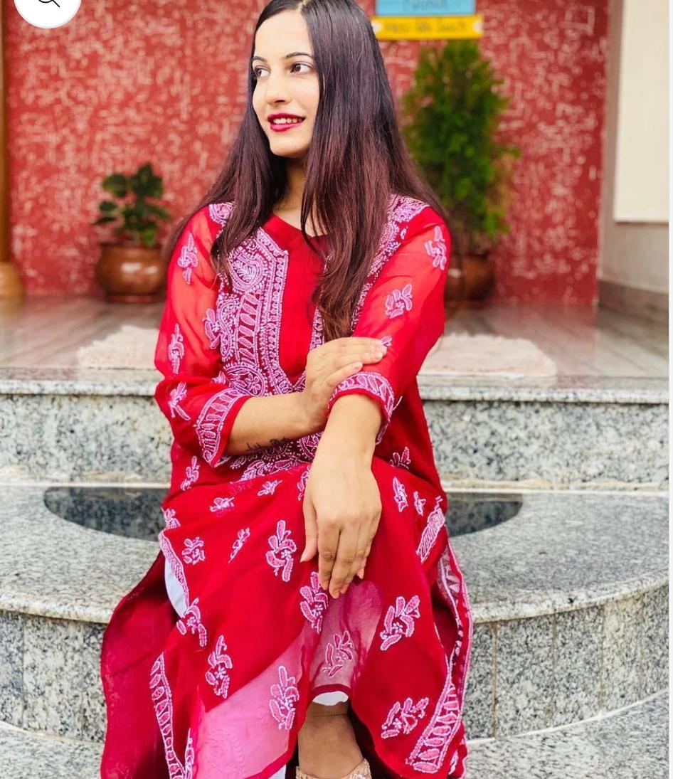 Chikankari Kurti | Pretty Gala Booti Chikankari Kurti.