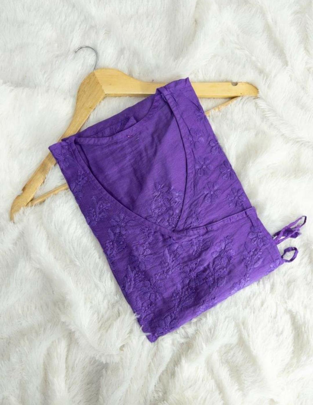 Admirable Quality Chikankari Angrakha full length with adjustable string