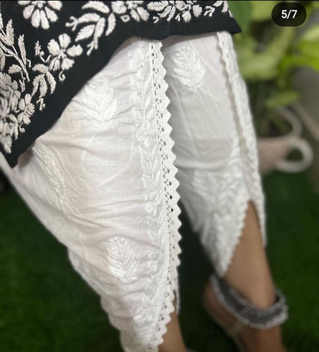 Heritage Bloom Dhoti Salwar – Handwoven Chikankari Artistry in Elegant Embroidery