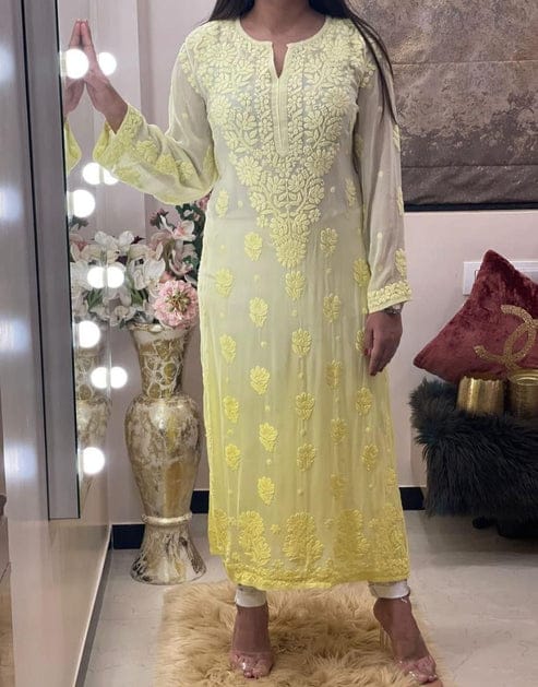 Authentic Chikankari Elegance Dyed Viscose Kurti