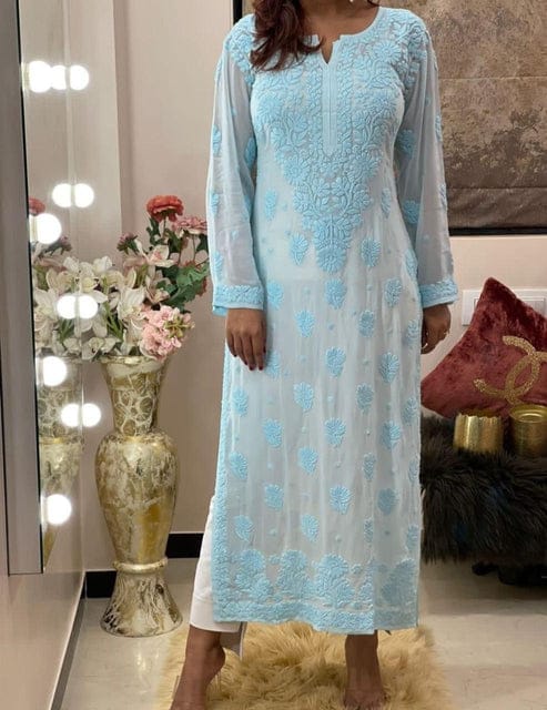 Bold Yet Graceful – Vibrant Viscose Kurti with Chikankari Work