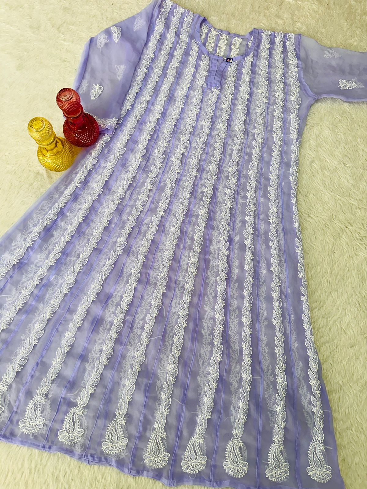 Graceful Hand work Chikankari Anarkali Gown full length anarkali georgette.