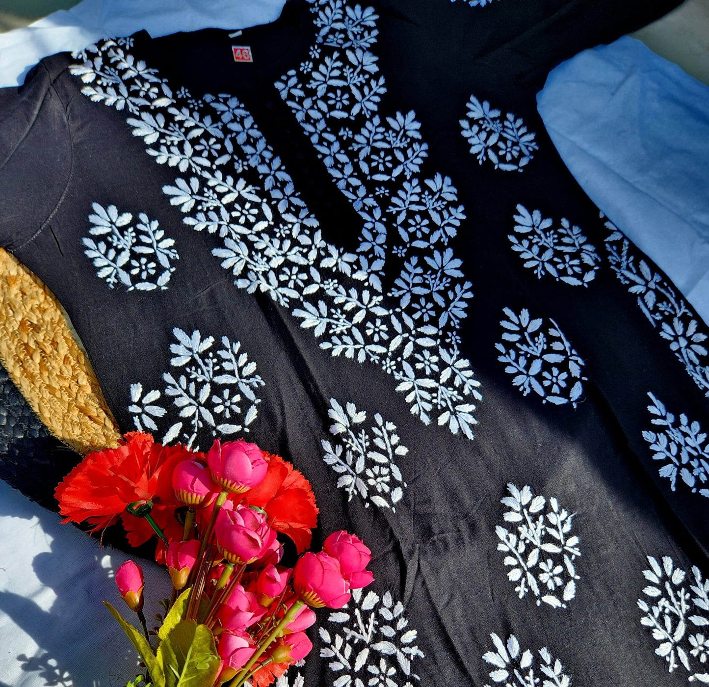 New Modal Chikankari Kurti Elegant Knee Long Length.