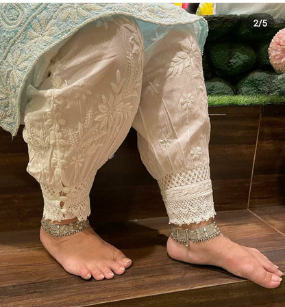 Royal Grace Afghani Salwar – Handcrafted Chikankari Elegance with Intricate Embroidery