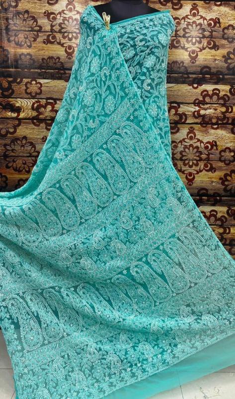 Chikankari Saree | Pure Chiffon Beautiful Motifs Full Jaal Chikankari Saree