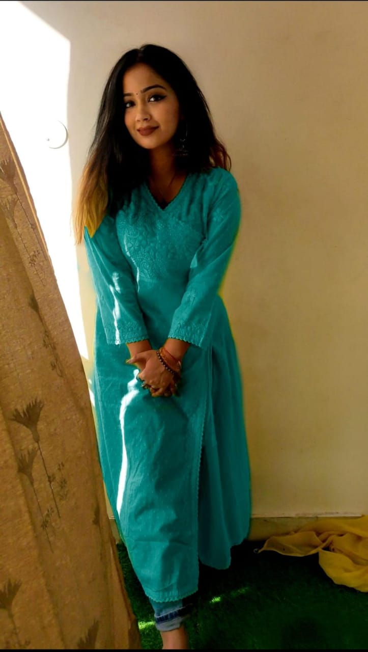 Angrakha Kurti | Beautiful Angrakha Style Chikankari Kurti.