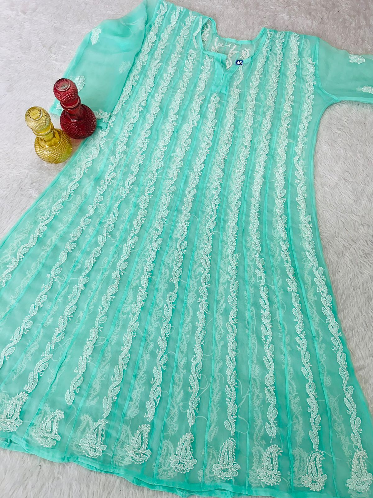 Graceful Hand work Chikankari Anarkali Gown full length anarkali georgette.