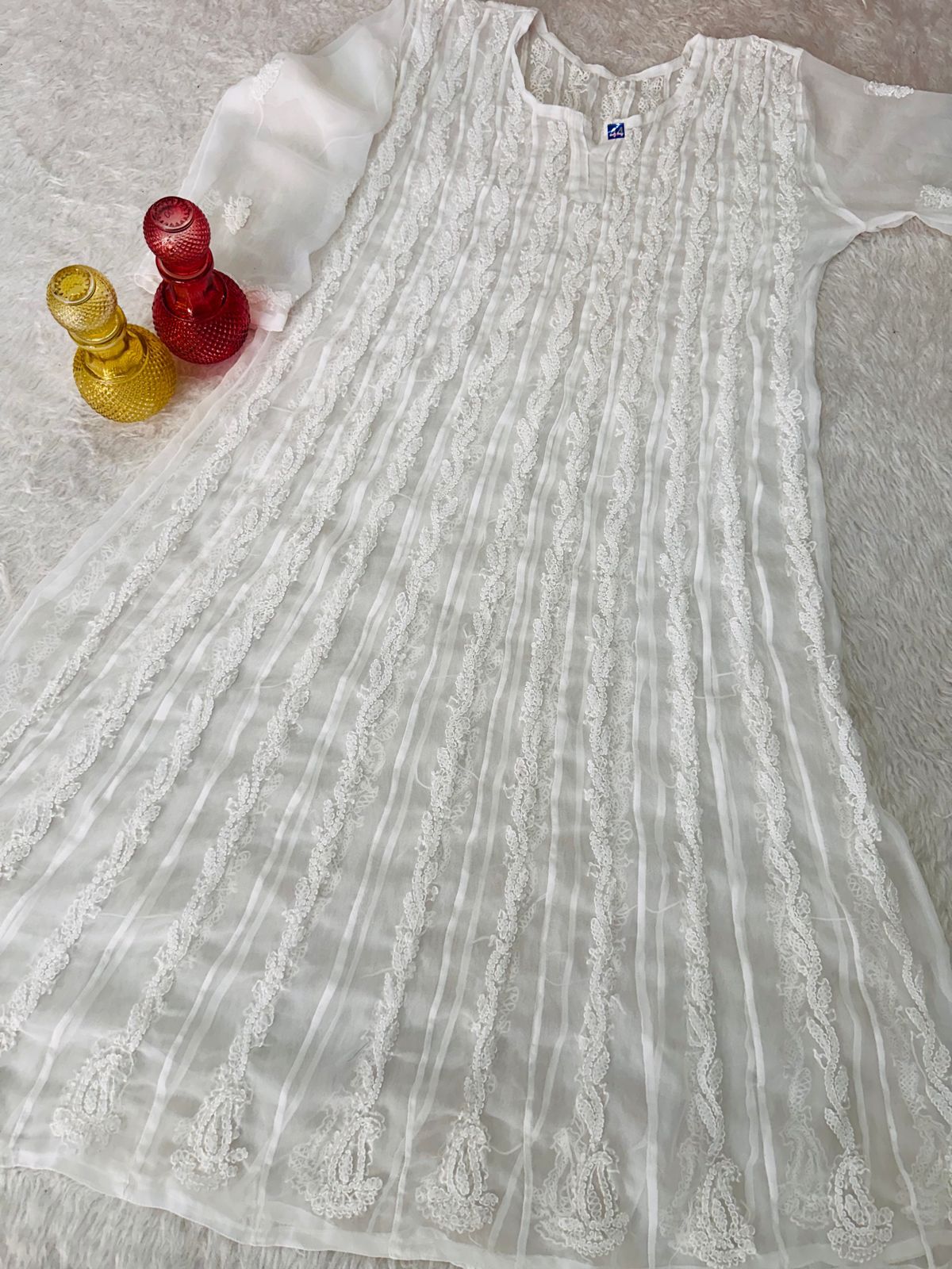 Graceful Hand work Chikankari Anarkali Gown full length anarkali georgette.