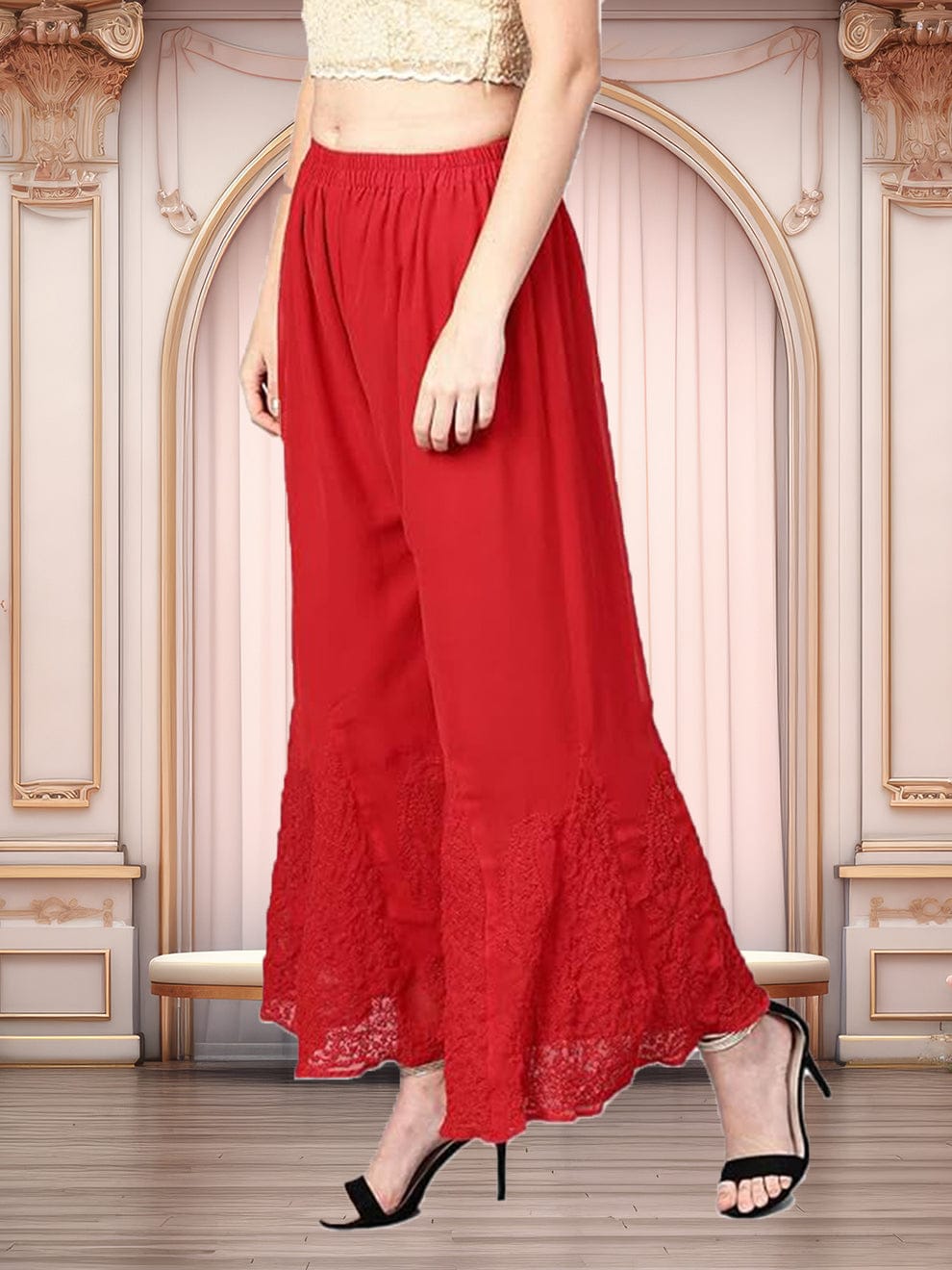 Aurora Bloom Chikankari Sharara – Artisanal Multi-Embroidery for Festive Elegance