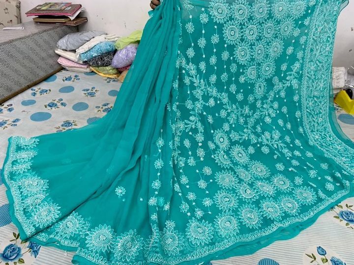 Elegant Chiffon Chikankari Saree with Blouse