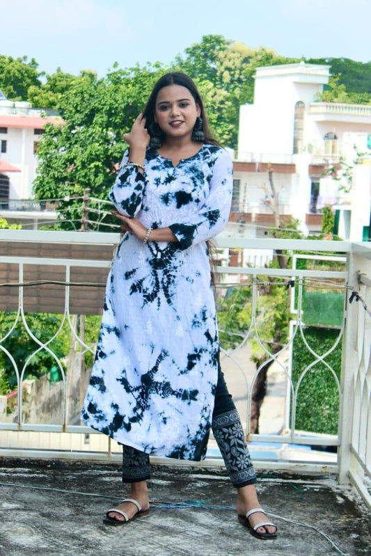 Tie Dye Cotton Set| Elegant Chikankari Outfit.