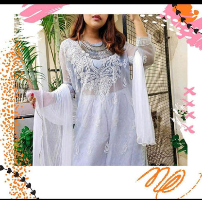 Chikankari Kurti | Pretty Gala Booti Chikankari Kurti.