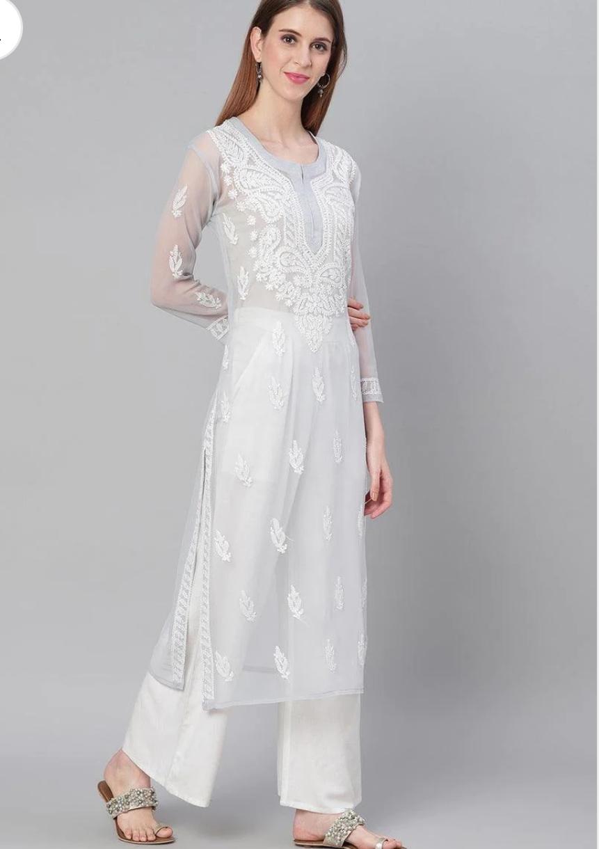 Chikankari Kurti | Pretty Gala Booti Chikankari Kurti.