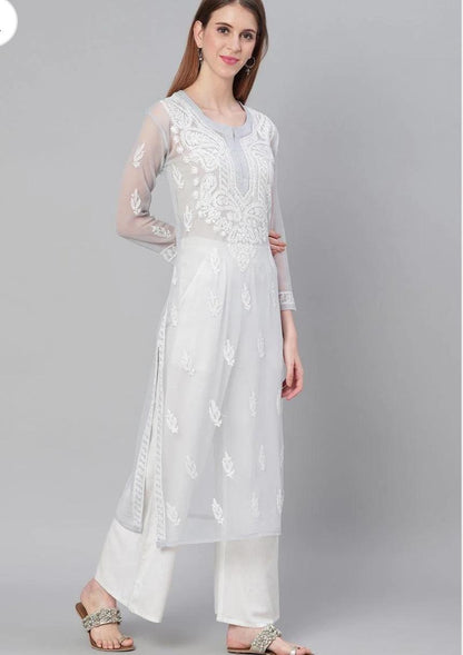 Chikankari Kurti | Pretty Gala Booti Chikankari Kurti.