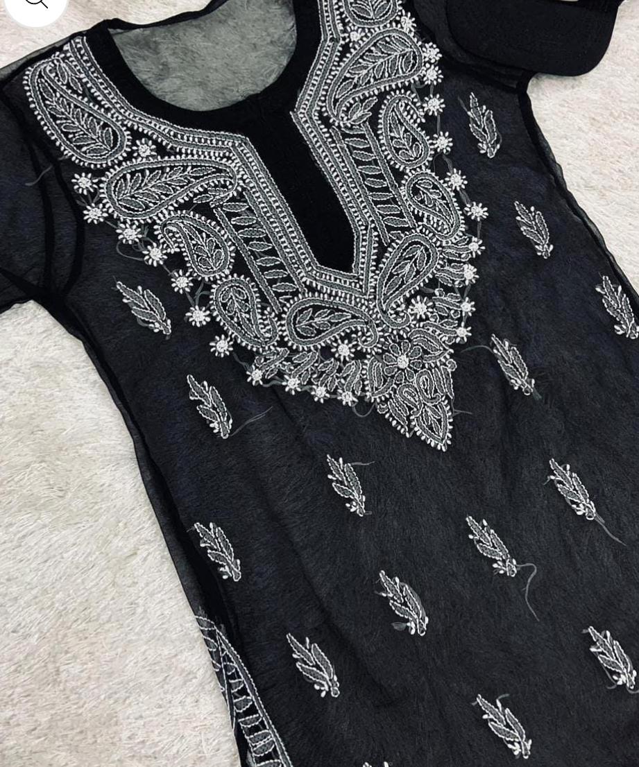 Chikankari Kurti | Pretty Gala Booti Chikankari Kurti.