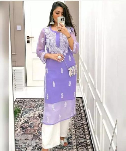 Chikankari Kurti | Pretty Gala Booti Chikankari Kurti.