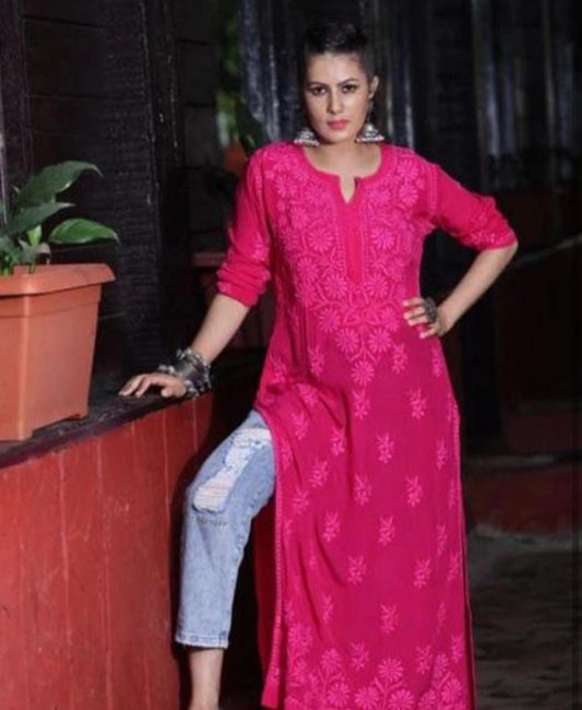 Viscose Georgette Dual Shade Chikankari Kurti