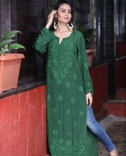 Viscose Georgette Dual Shade Chikankari Kurti