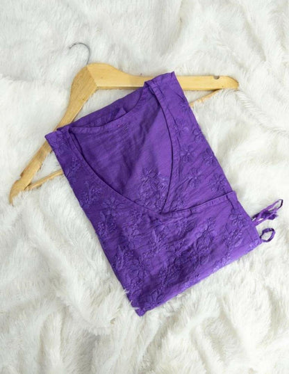 Admirable Quality Chikankari Angrakha full length with adjustable string