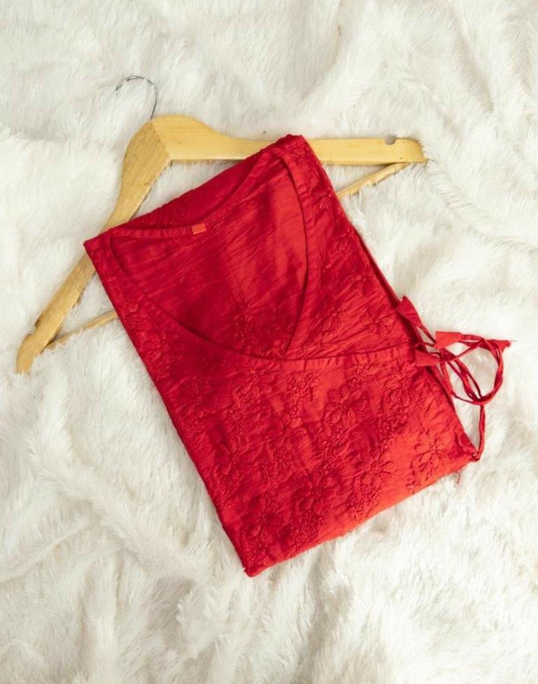 Admirable Quality Chikankari Angrakha full length with adjustable string