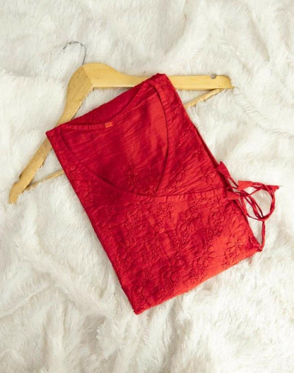 Admirable Quality Chikankari Angrakha full length with adjustable string