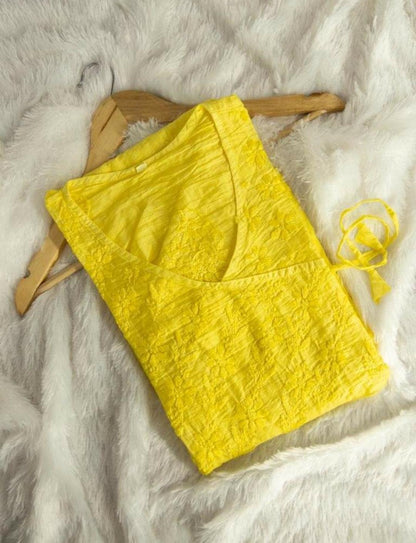 Admirable Quality Chikankari Angrakha full length with adjustable string