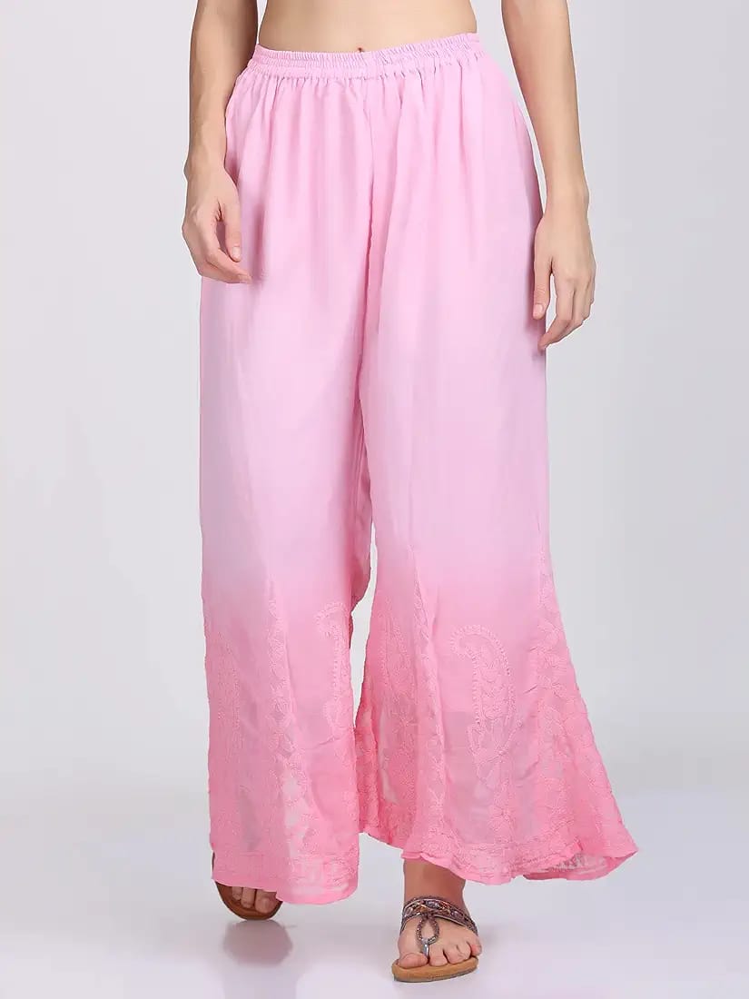 Beautiful Lucknowi Fashion Georgette Chikankari Fancy Dual Shade Sharara Set With Kurta/ Dupatta/ Sharara