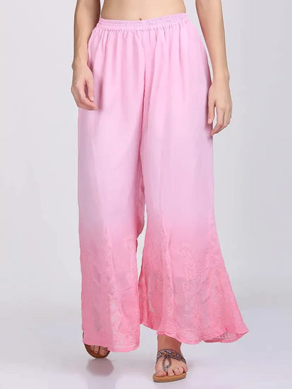 Beautiful Lucknowi Fashion Georgette Chikankari Fancy Dual Shade Sharara Set With Kurta/ Dupatta/ Sharara