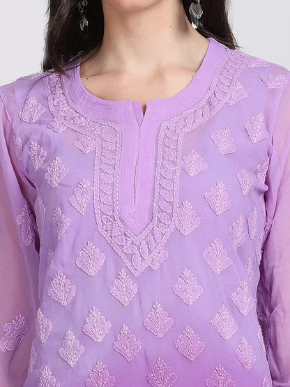 Beautiful Lucknowi Fashion Georgette Chikankari Fancy Dual Shade Sharara Set With Kurta/ Dupatta/ Sharara