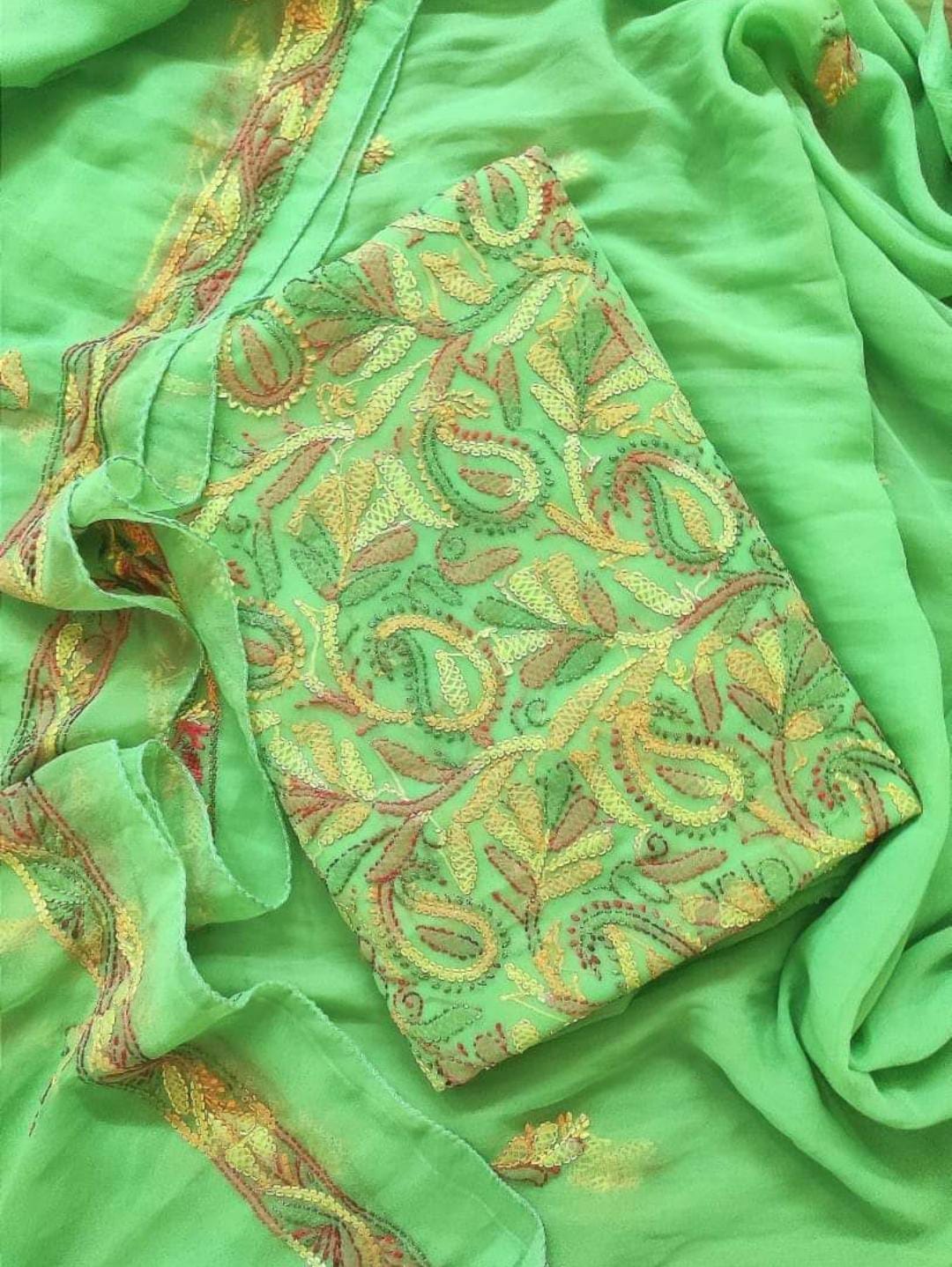 Chikankari Suit Set | Resham Thread Best Quality | Kurta/Bottom/Dupatta (unstitched)
