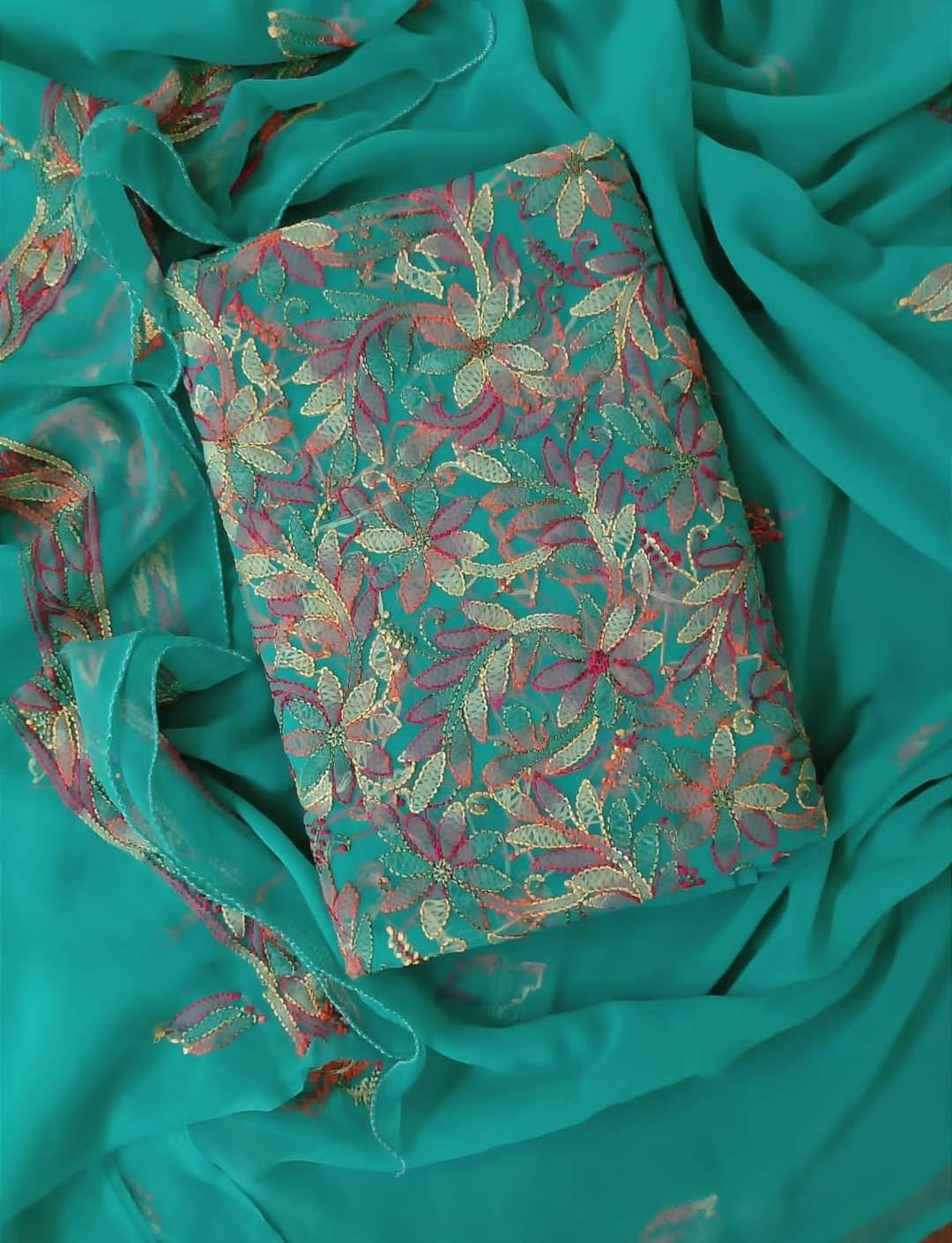 Chikankari Suit Set | Resham Thread Best Quality | Kurta/Bottom/Dupatta (unstitched)