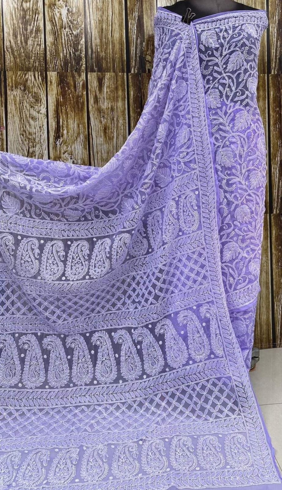 Buy Chiffon Chikankari Saree Beautiful Dense Motifs Palla.