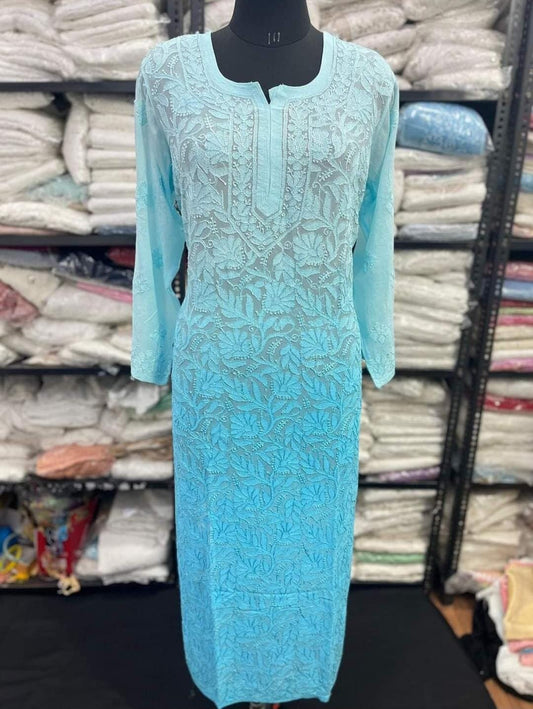 Elegant Viscose Chikankari Kurti for Women – Pure Pastel Shades | Hand-Embroidered Perfection