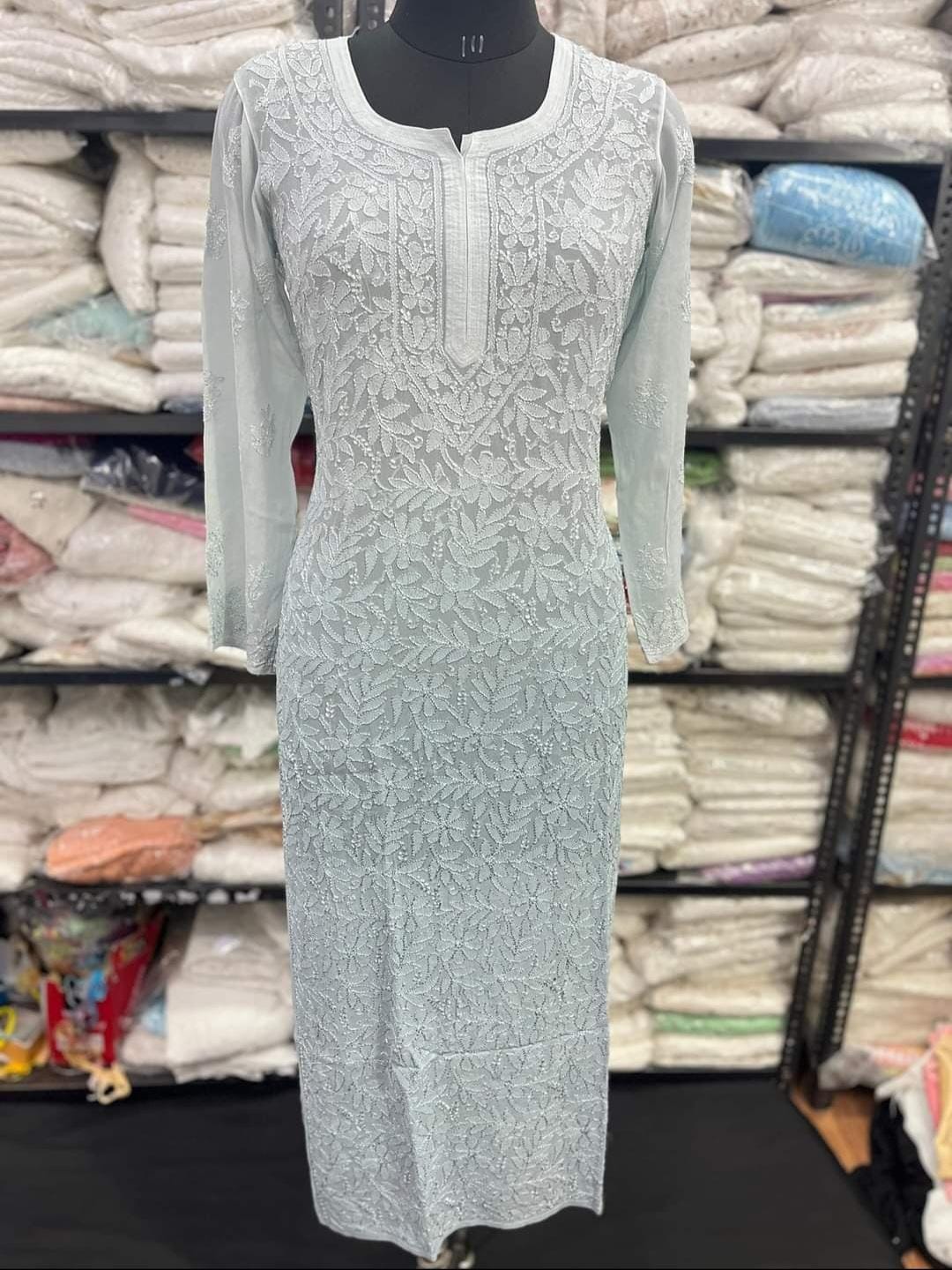 Elegant Viscose Chikankari Kurti for Women – Pure Pastel Shades | Hand-Embroidered Perfection