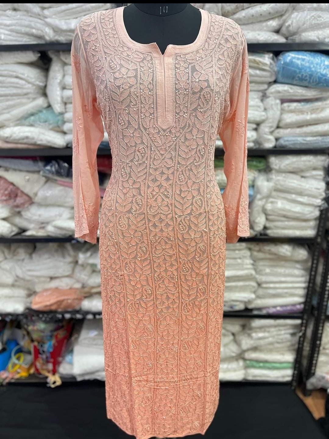 Elegant Viscose Chikankari Kurti for Women – Pure Pastel Shades | Hand-Embroidered Perfection