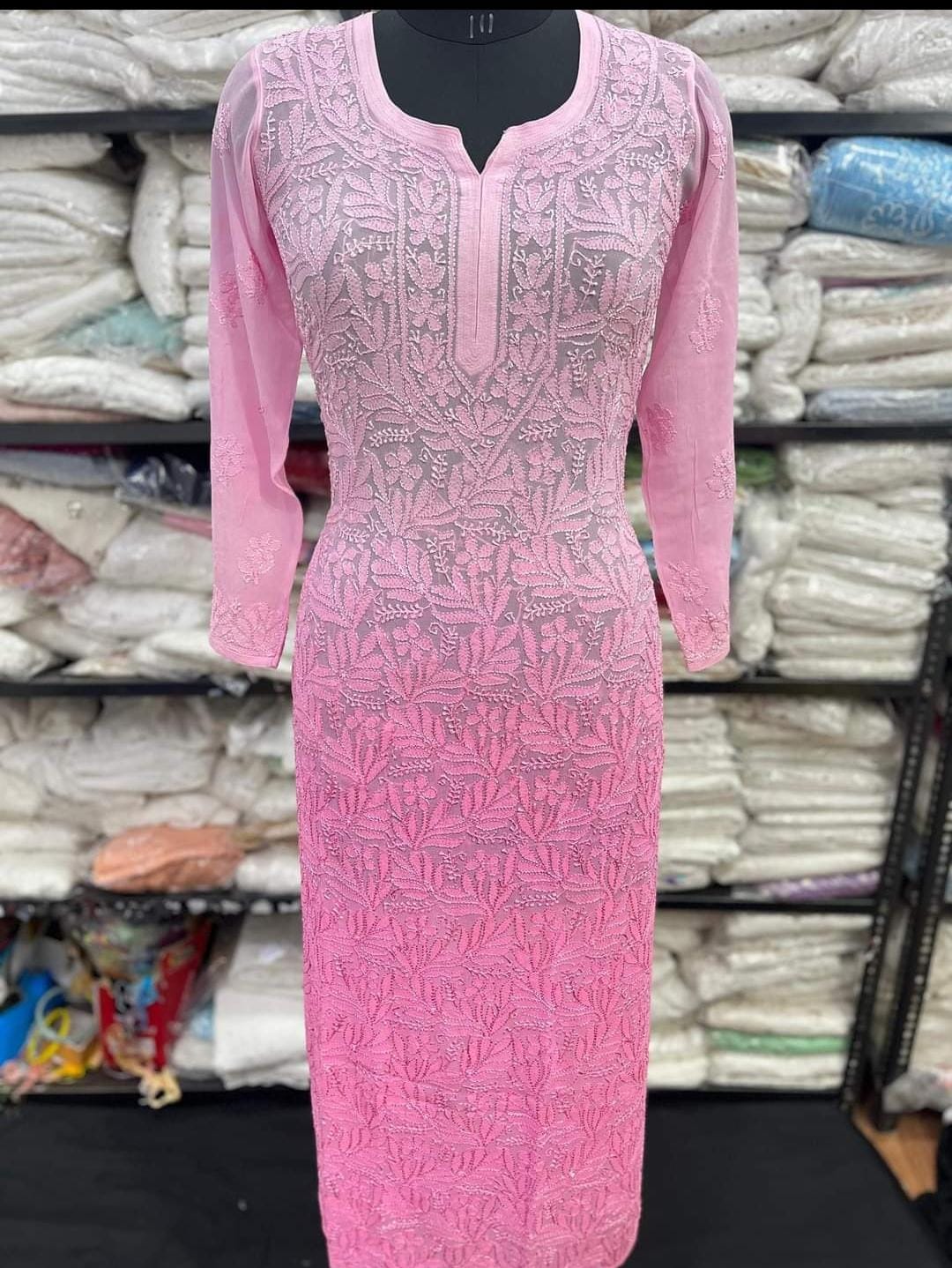 Elegant Viscose Chikankari Kurti for Women – Pure Pastel Shades | Hand-Embroidered Perfection