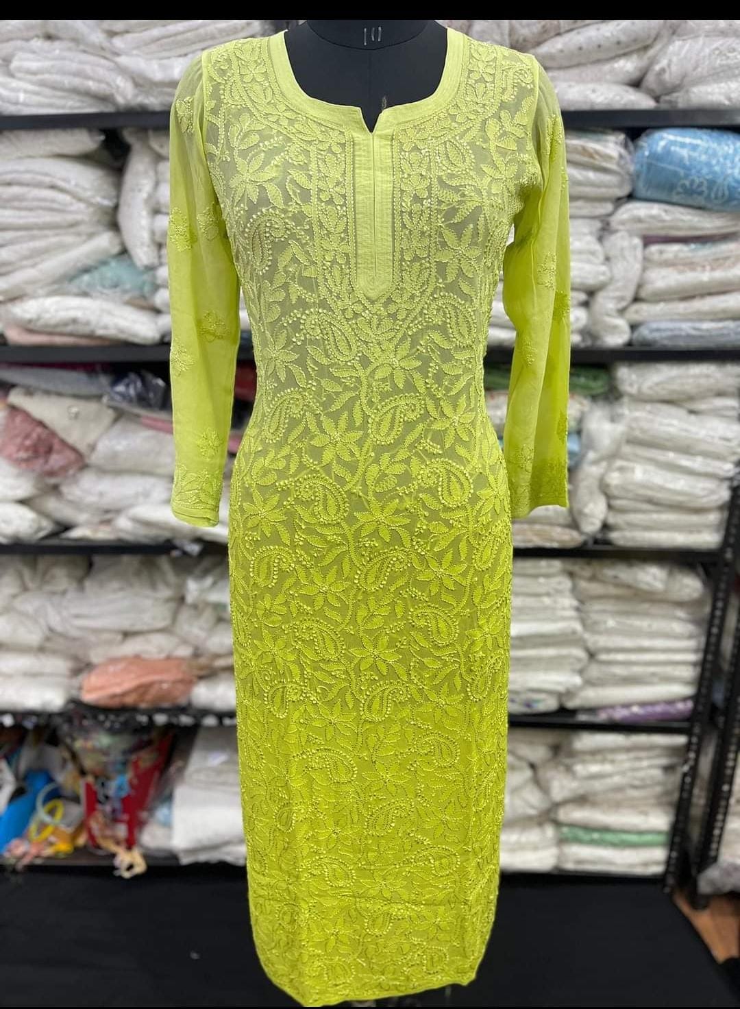 Elegant Viscose Chikankari Kurti for Women – Pure Pastel Shades | Hand-Embroidered Perfection