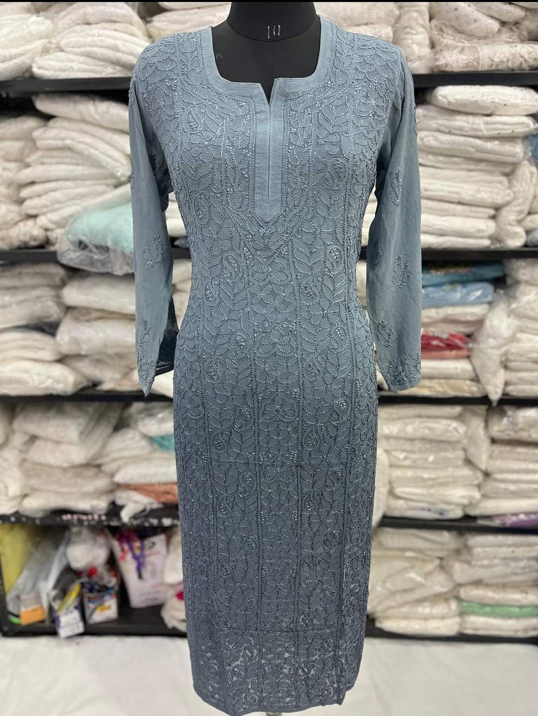 Elegant Viscose Chikankari Kurti for Women – Pure Pastel Shades | Hand-Embroidered Perfection