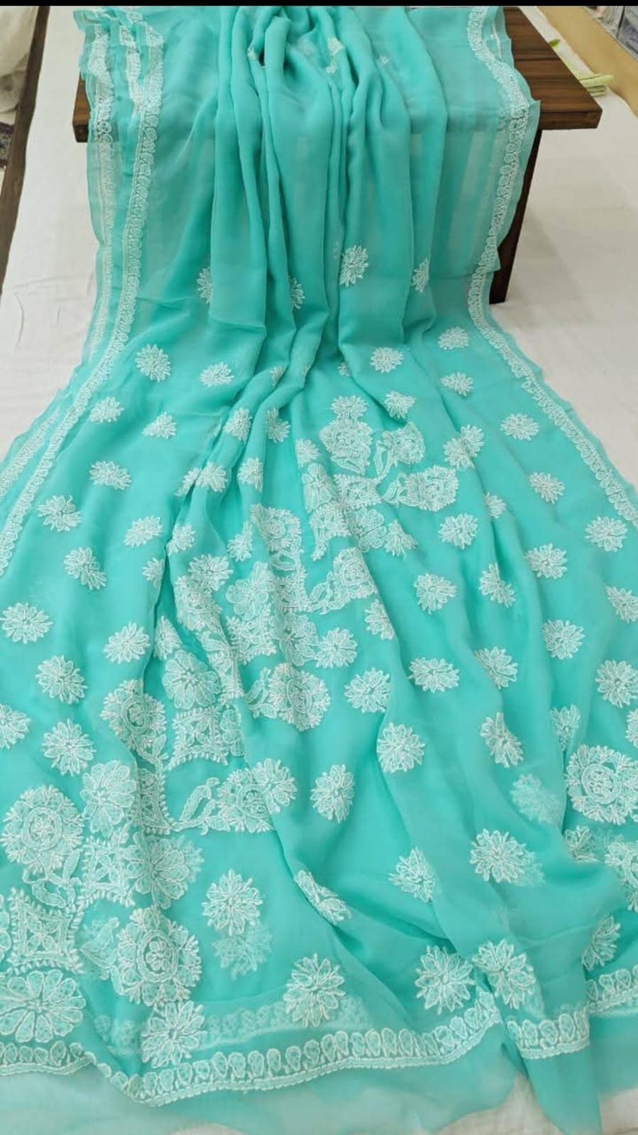 Handmade Lucknowi Chikankari Saree – Classic & Sophisticated