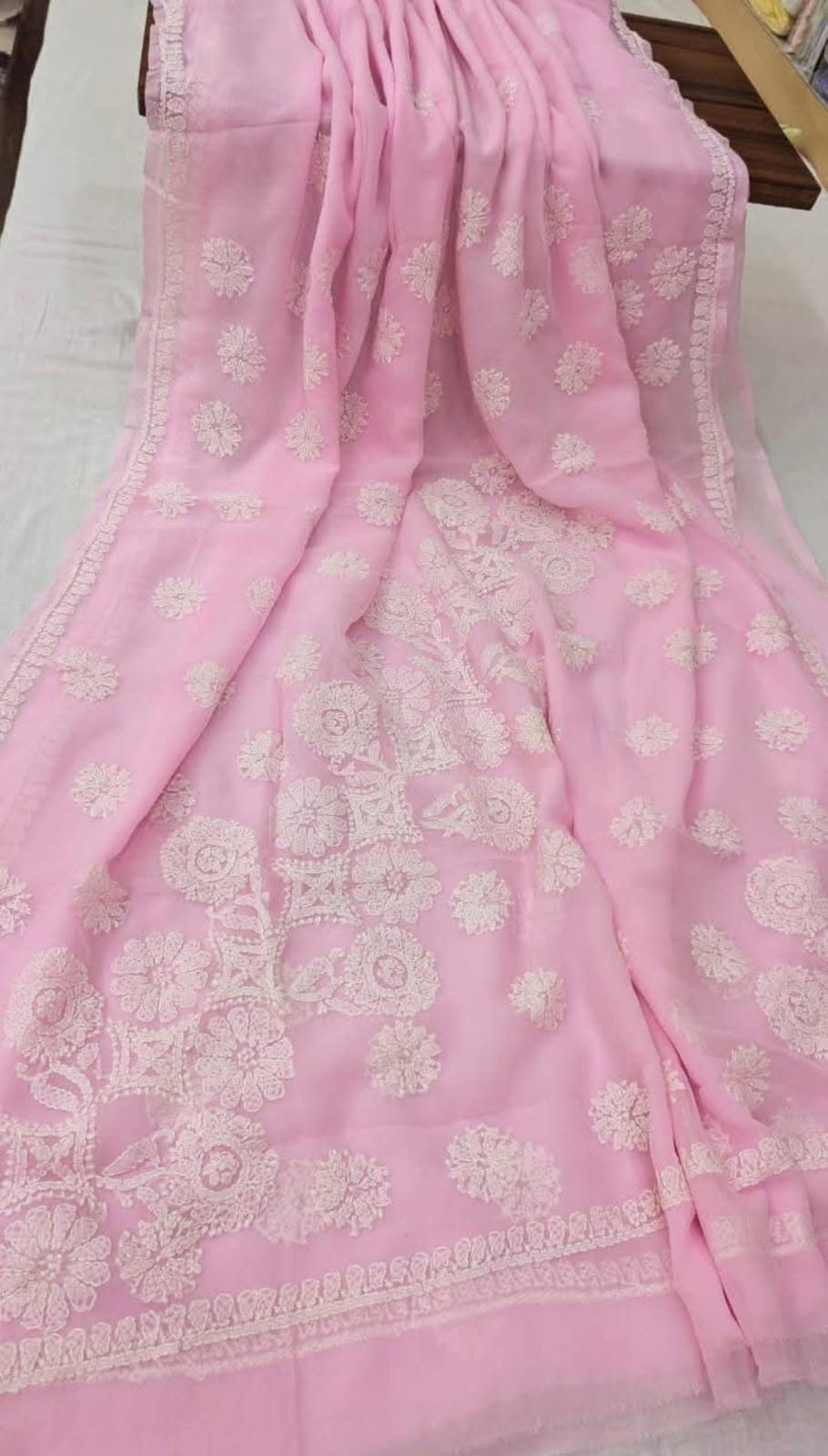 Handmade Lucknowi Chikankari Saree – Classic & Sophisticated