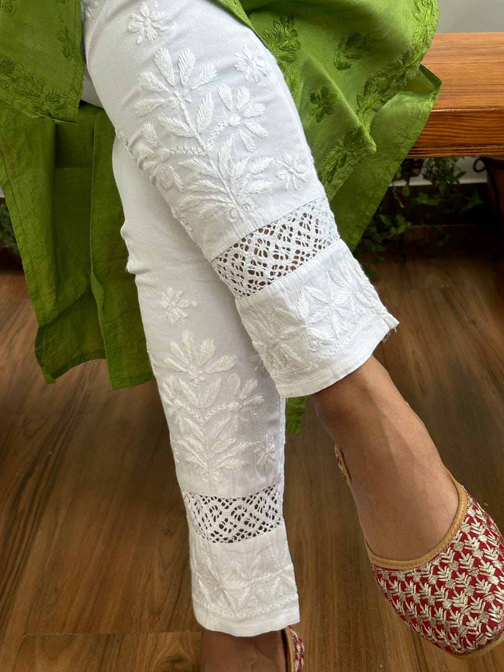 Breezy Elegance | Lightweight Chikankari Pants for All Seasons