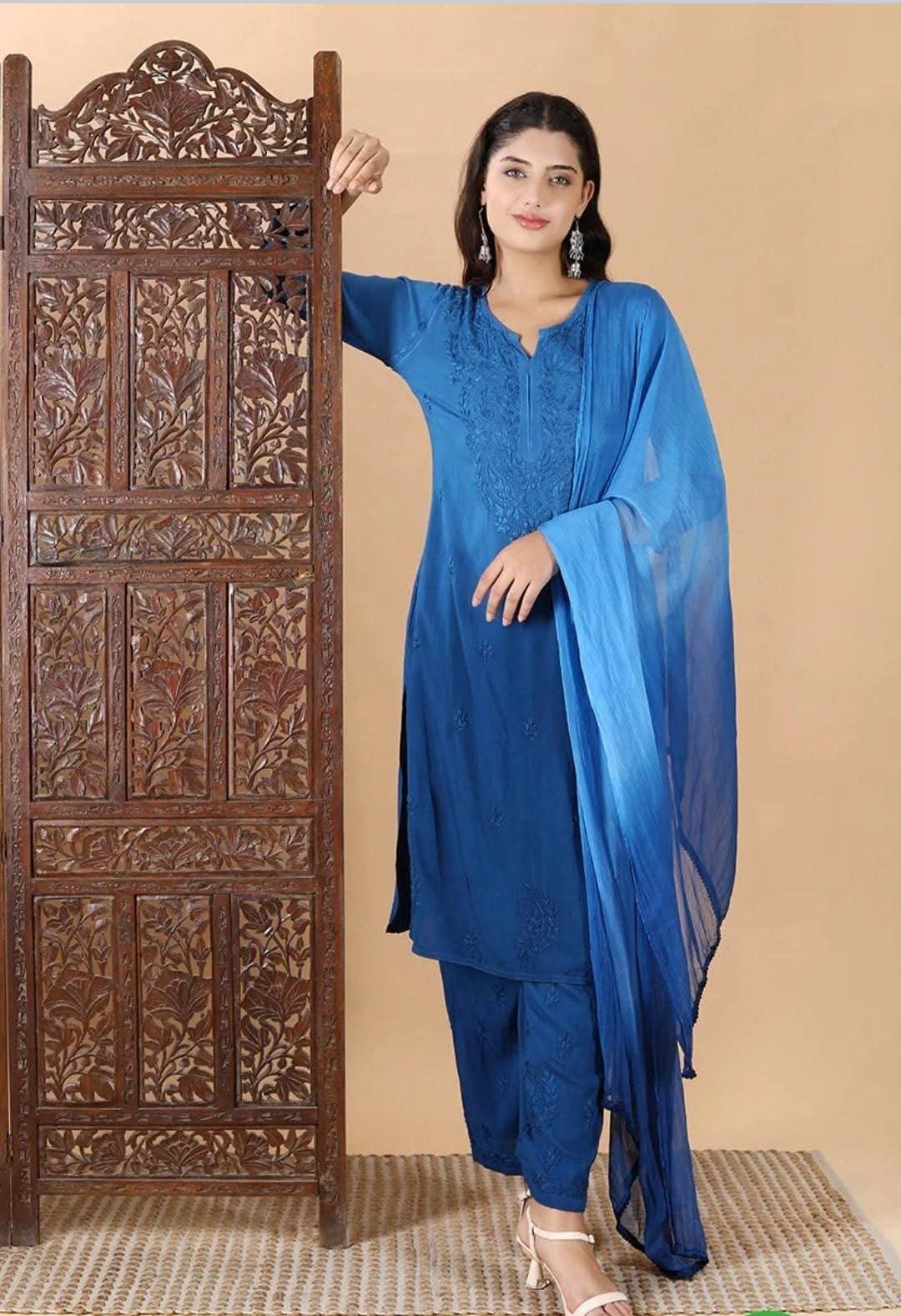 From Craft to Couture – Blue Chikankari Set That Speaks Sophistication