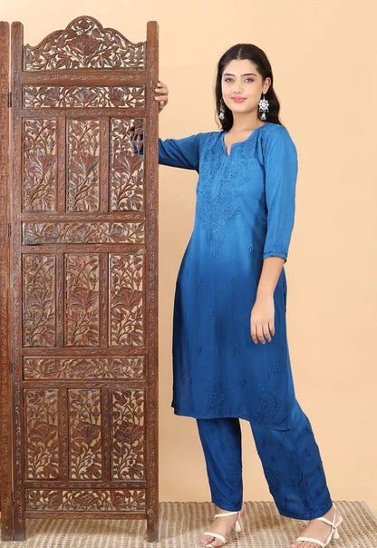 From Craft to Couture – Blue Chikankari Set That Speaks Sophistication