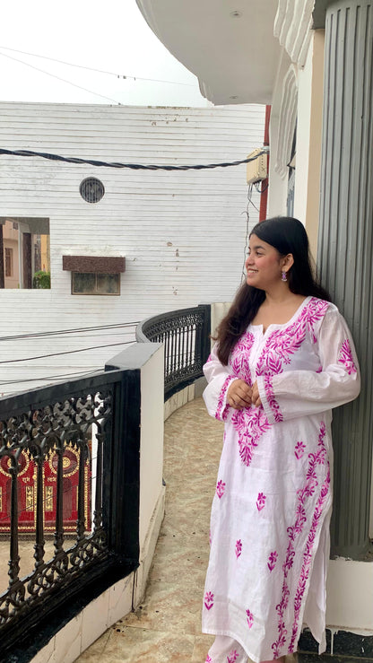 Effortless Luxe: Purple Chanderi Chikankari Co-Ord Set