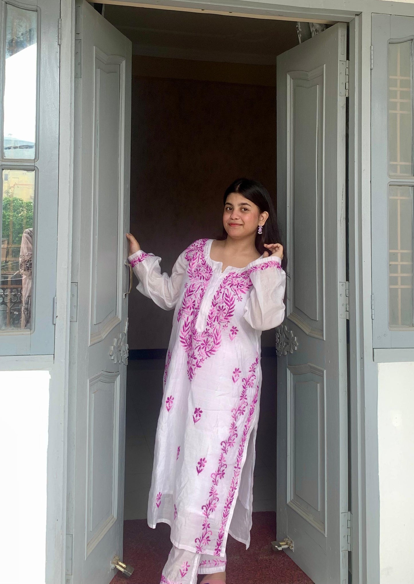Effortless Luxe: Purple Chanderi Chikankari Co-Ord Set