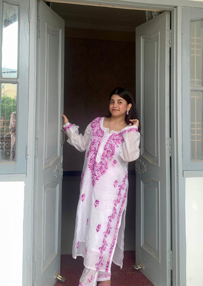 Effortless Luxe: Purple Chanderi Chikankari Co-Ord Set