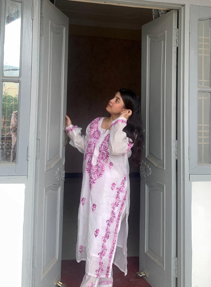 Effortless Luxe: Purple Chanderi Chikankari Co-Ord Set